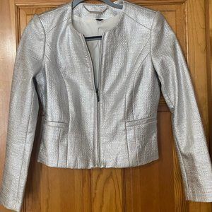 WHBM Silver Metallic Tweed Jacket, Size 2